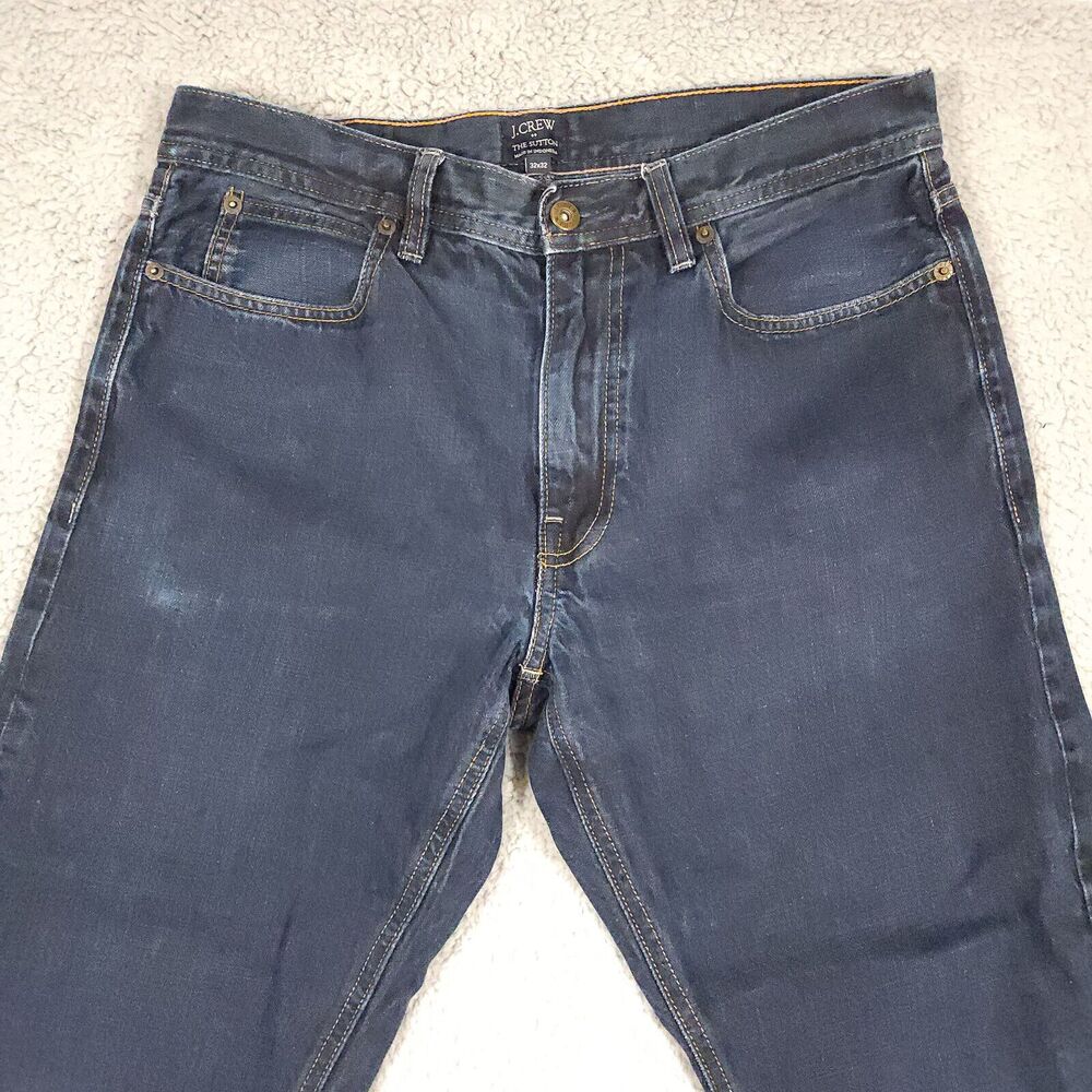 J.CREW The Sutton Mens Dark Wash Straight Leg 100% Cotton Jeans Size 32x32 a015 - Picture 2 of 12